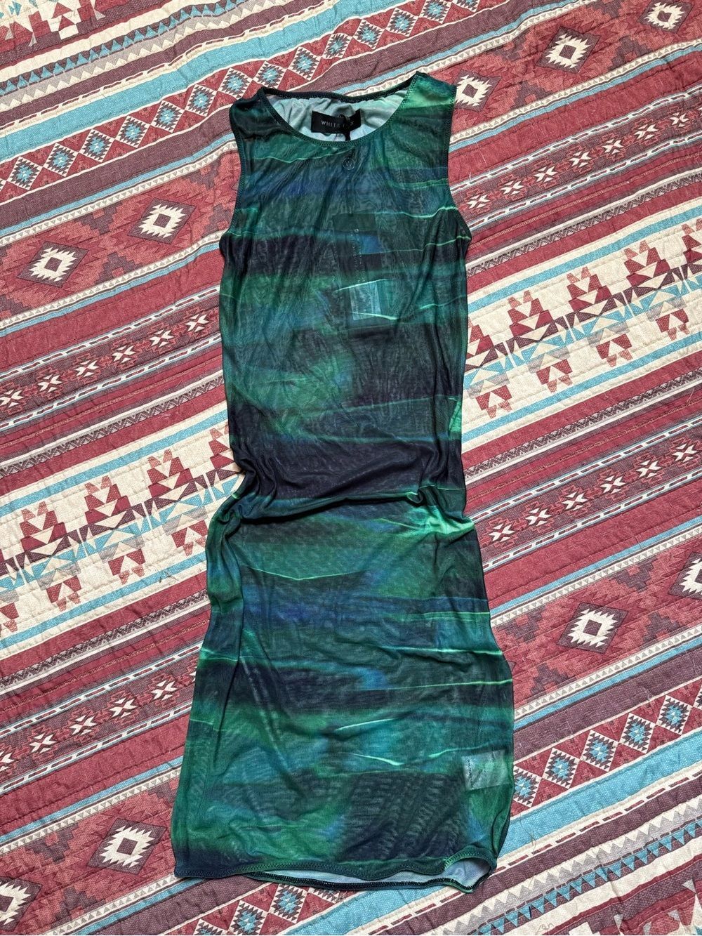 NWT White Fox Green Ombre sheer Midi Dress size XS